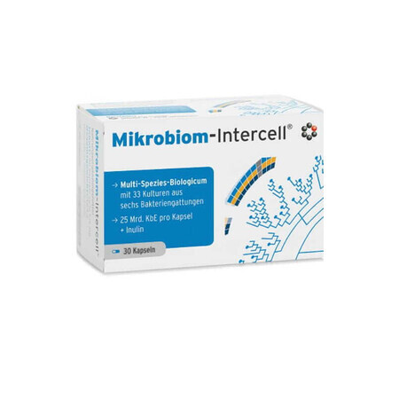 Microbiome 30 gélules Intercell Probiotique naturel 33 souches Intercell