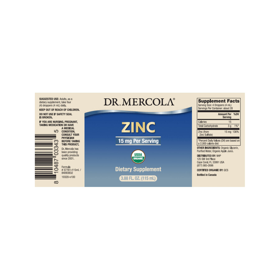 Zinkdruppels 115 ml, Dr Mercola