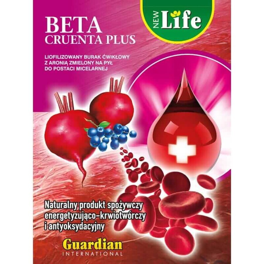 Beta Cruenta Plus Gevriesdroogde en Gemicelliseerde Rode Biet met Chokeberry Beta Cruenta Plus 250g, Guardian International