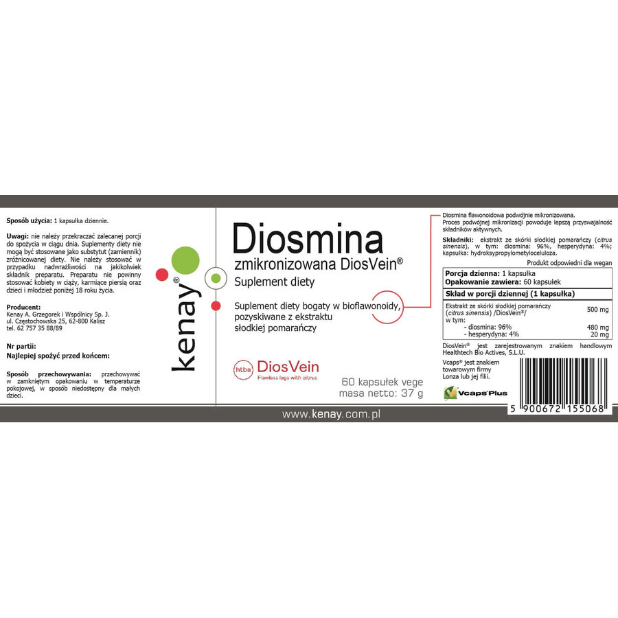 Gemicroniseerde Diosmine (Diosvein) 60 capsules Kenay