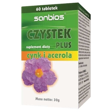 Chastex Plus Zink en Acerola 60 tabletten SANBIOS