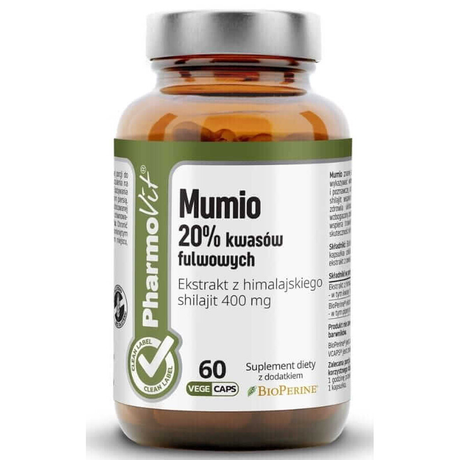 Mumio 20% acizi fulvici 60 capsule PharmoVit Clean Label