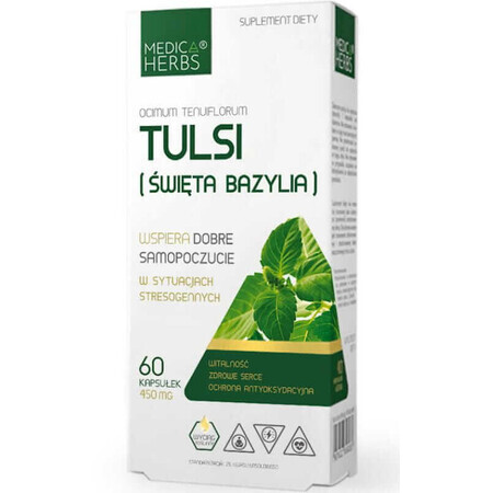 Tulsi (Basilic sacré) 450mg, 60 capsules Medica Herbs