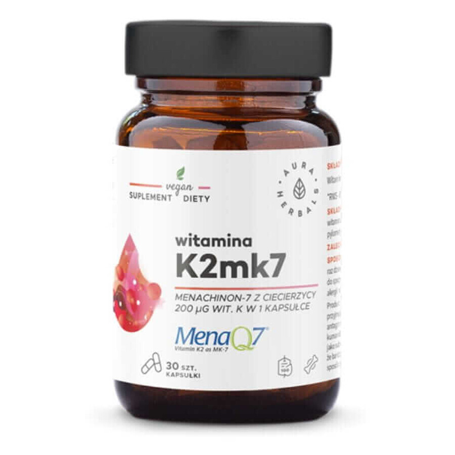 Vitamine K2mk7 MenaQ7 200mcg 30 capsules Aura Herbals