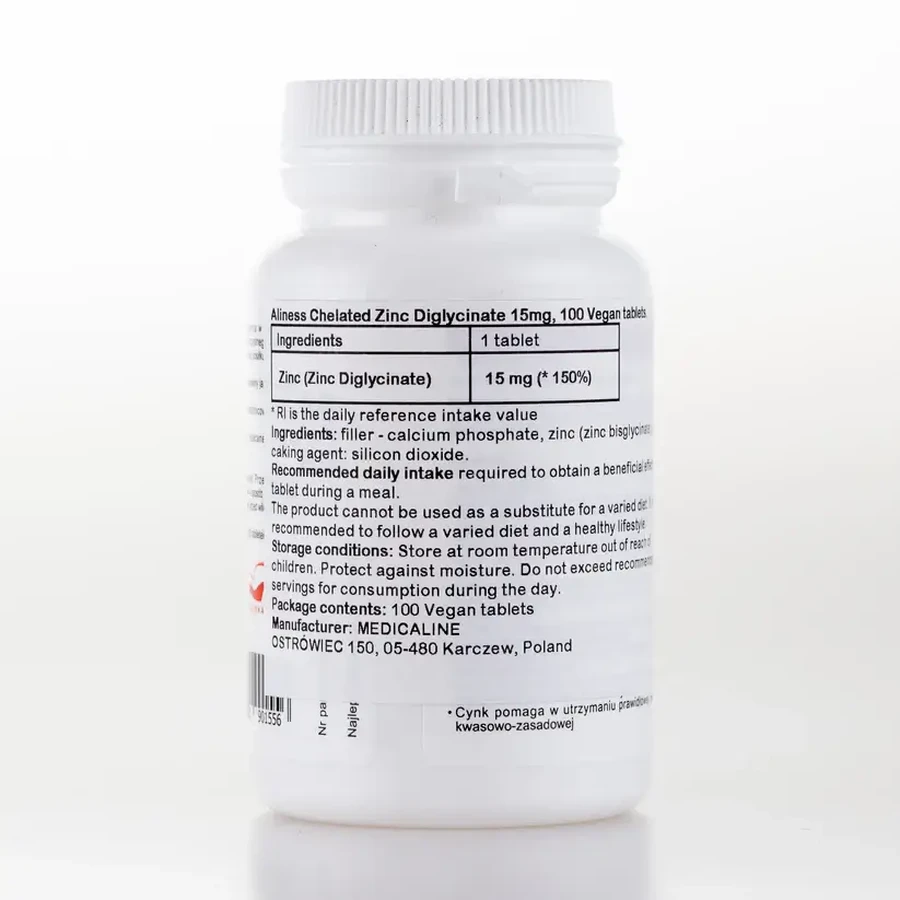 Zinc quelado 15 mg 100 comprimidos Aliness