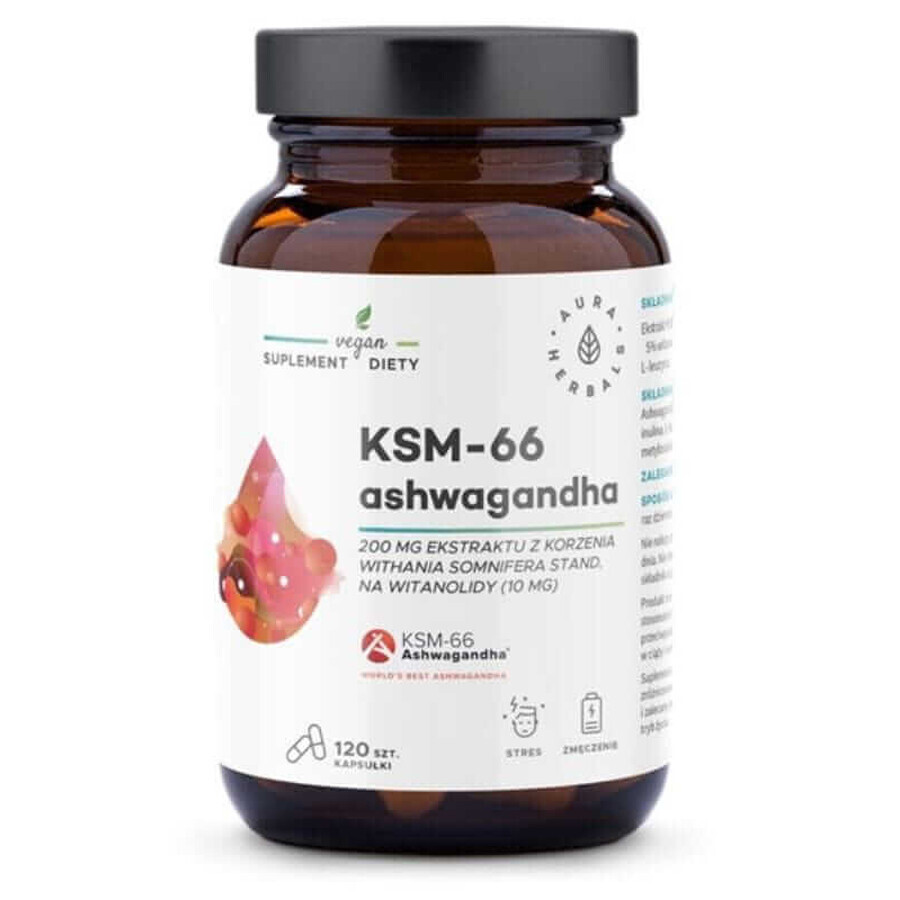 Ashwagandha KSM-66 Wurzel 200mg, Kapseln 120 Stk. Aura Herbals