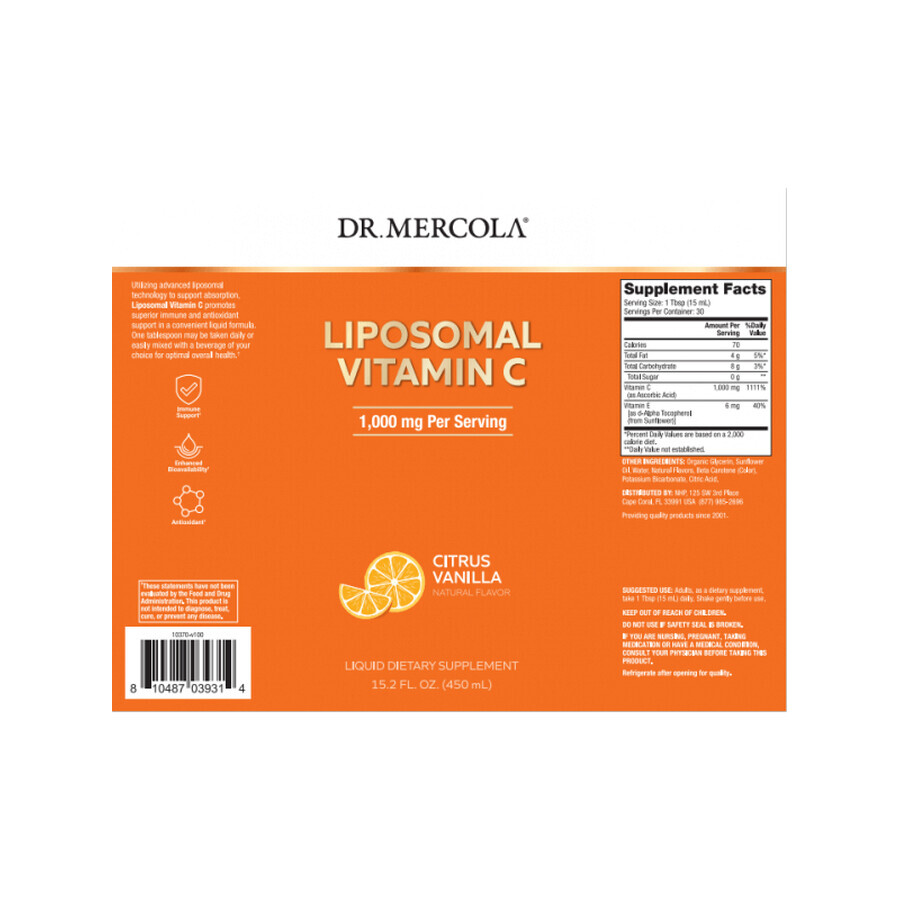 Liposomale Vitamine C 1000 mg 450 ml Dr Mercola