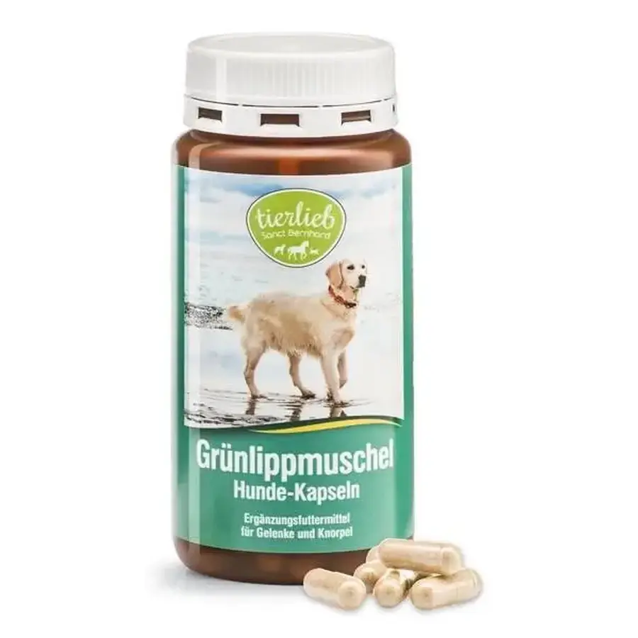 Groenlipmossel voor honden 150 capsules Tierlieb Sanct Bernhard