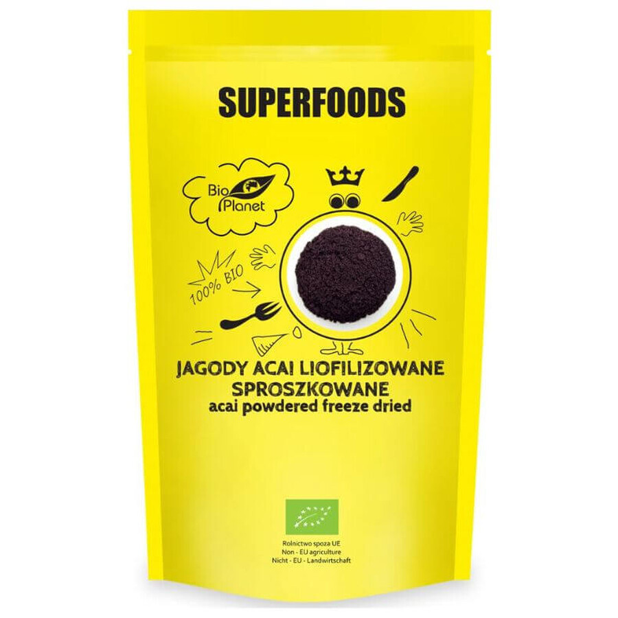 SUPERFOOD Biologische Acai bessen gevriesdroogd poeder 100g BIO PLANET BIO PLANET