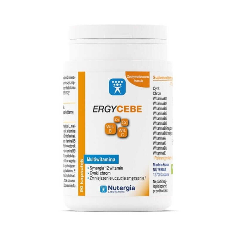 Ergycebe Multivitamin Nutergia (synergie de 12 vitamines, zinc et chrome) 90 gélules