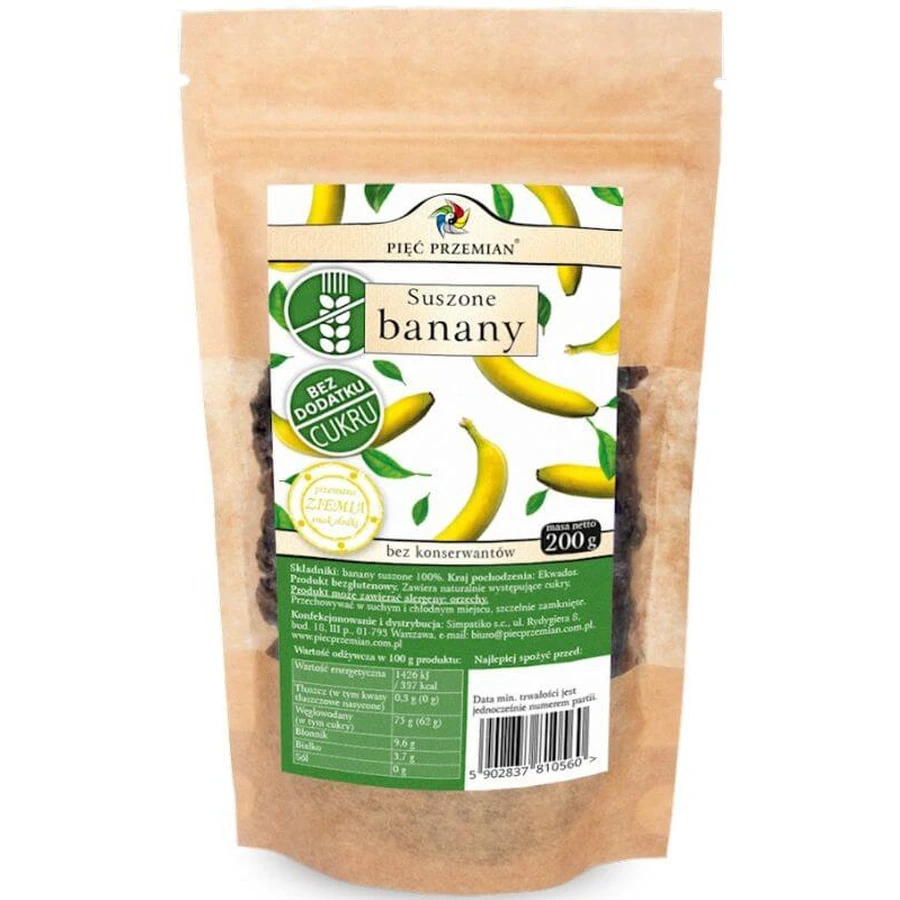 Getrocknete glutenfreie Bananen 200g - FIVE CHANGES