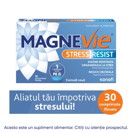 MagneVie Stress Resist with Ashwaghanda 80mg + 60 mg magnesium + 1.4mg vitamin B6, nervous system and stress resistance, 30 tablets