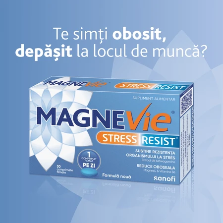 MagneVie Stress Resist with Ashwaghanda 80mg + 60 mg magnesium + 1.4mg vitamin B6, nervous system and stress resistance, 30 tablets