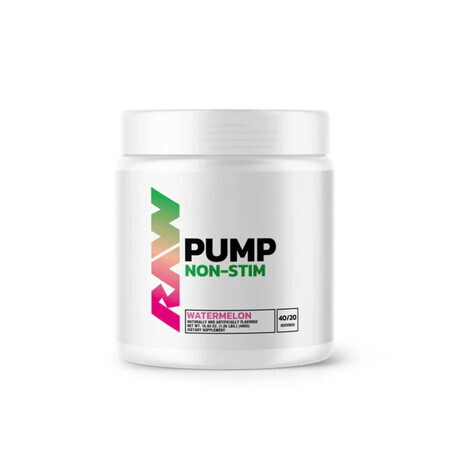 Pre Workout Pump Non Stim, 480 g, Watermeloen, Raw Nutrition