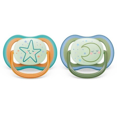 Philips Avent ultra air soothers with fluorescent button, +18 months, 2 pieces, SCF376/23, Philips