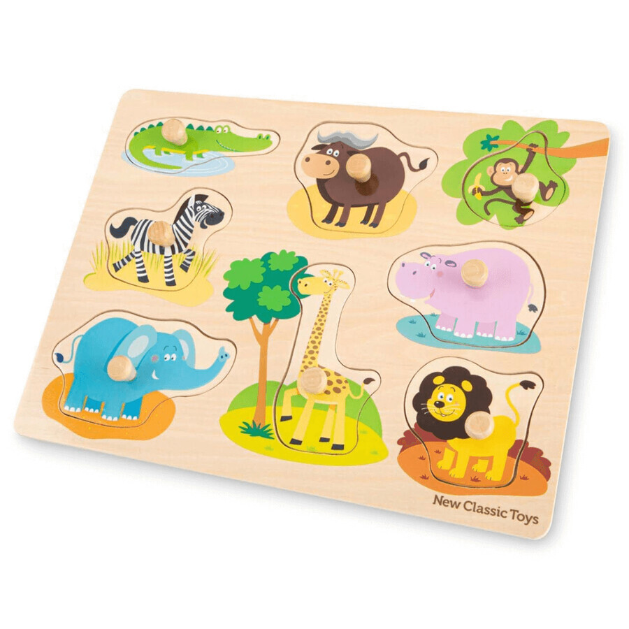 Puzzle en bois Safari pour enfants, 2 ans et plus, 9 pièces, New Classic Toys