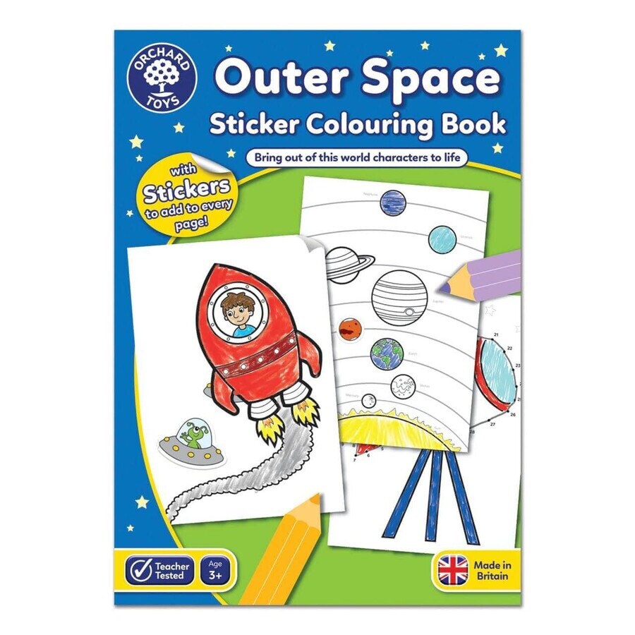 Kleurboek met activiteiten in het Engels en ruimtestickers Outer Space, +3 jaar, Orchard