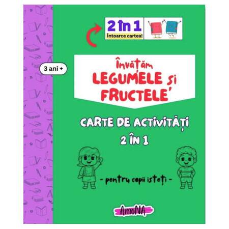 Cahier d'activités 2en1 Apprendre les fruits et légumes, +3 ans, Amona