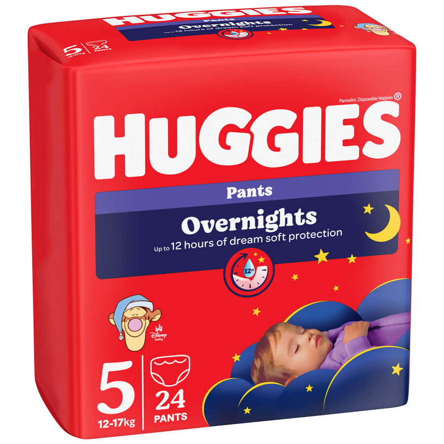 Elite Soft Overnights Nachtbroekjes Elite Soft Overnights Nr.5, 12-17 kg, 24 stuks, Huggies