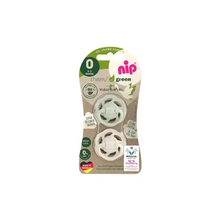 Set van 2 fopspenen met latex speen Cherry Green Boy, + 0 maanden, Nip