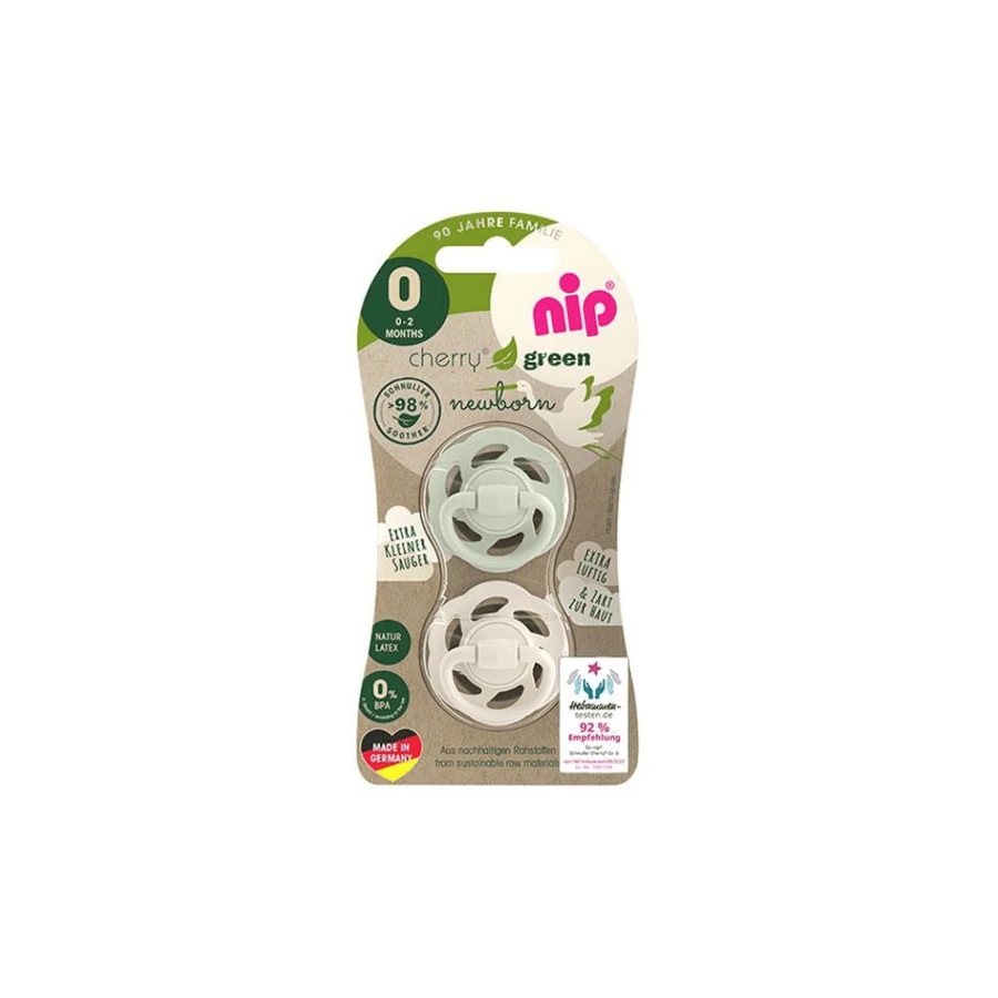 Set van 2 fopspenen met latex speen Cherry Green Boy, + 0 maanden, Nip