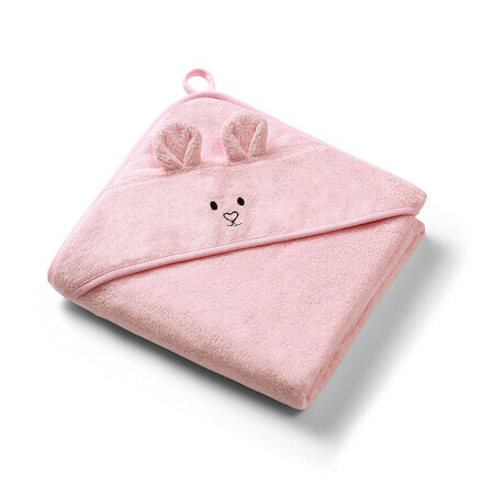 Towel with bamboo hood, Pink, 100 x 100 cm, Babyono