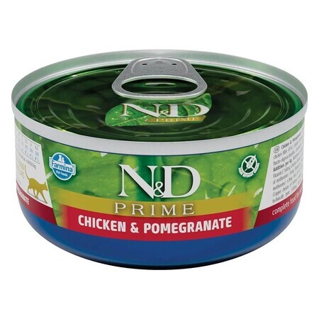 Natvoer met kip en granaatappel voor katten N&D Prime Adult, 70 g, Farmina