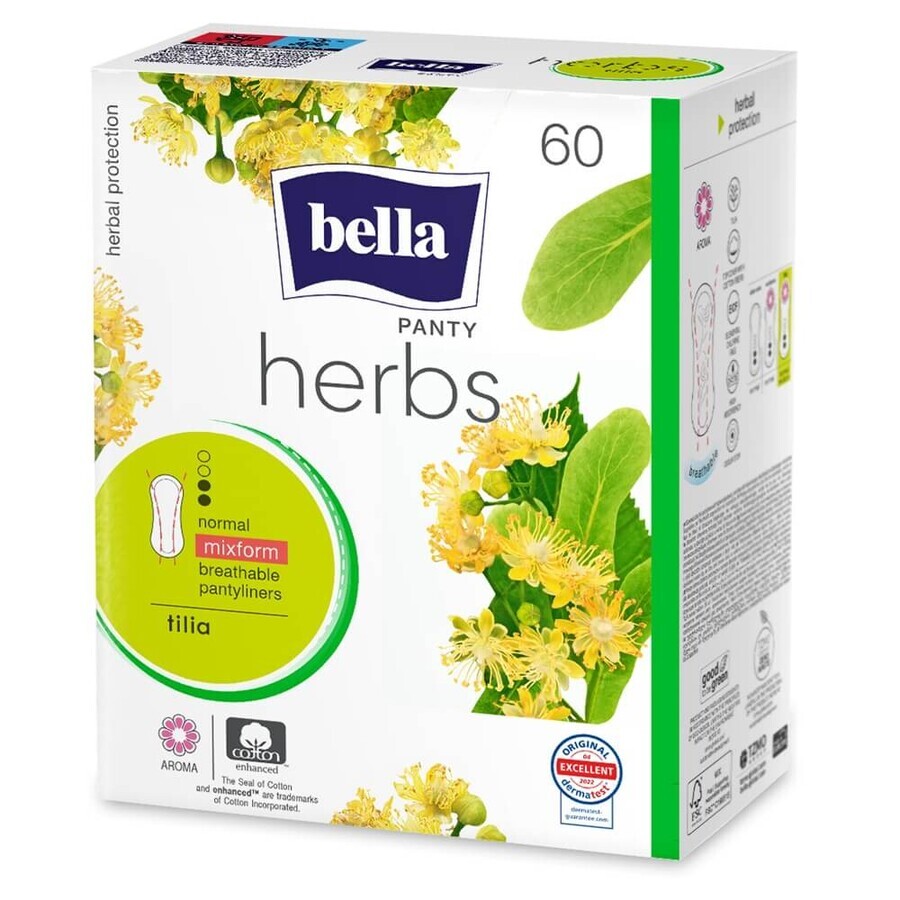 Dagelijkse absorberende pads met lindebloemextract Panty Herbs, 60 stuks, Bella