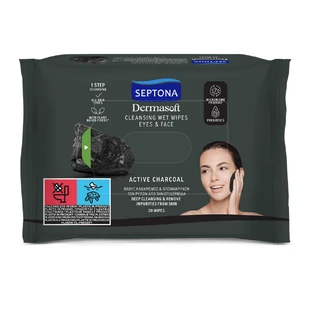 Salviette detergenti al carbone attivo Dermasoft, 20 pezzi, Septona