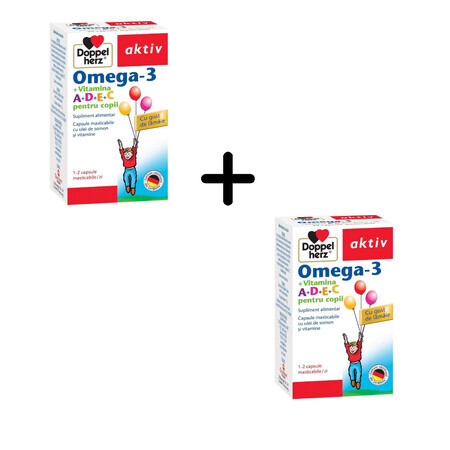 Omega 3 Vitamine A+D+E+C voor kinderen, 2 x 30 capsules, Doppelherz