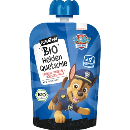 Paw Patrol Puré de fresa, frambuesa y avena integral 12+ ECO, 100 g