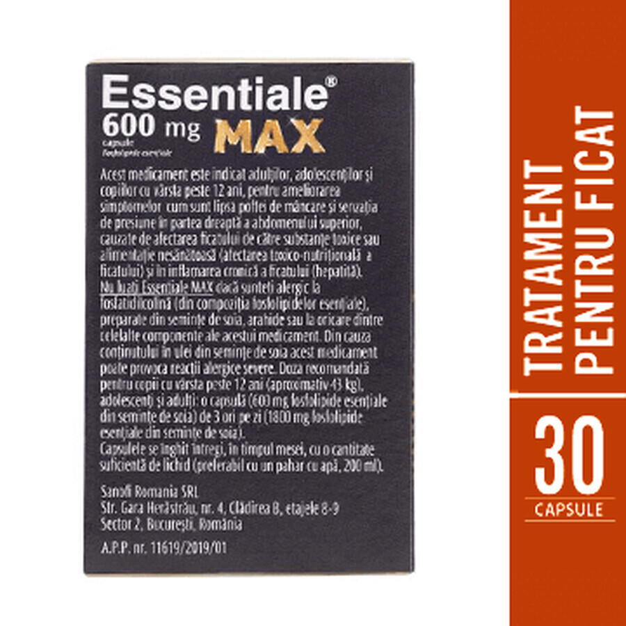 Essentiale MAX 600 mg, 2 x 30 capsules, Sanofi