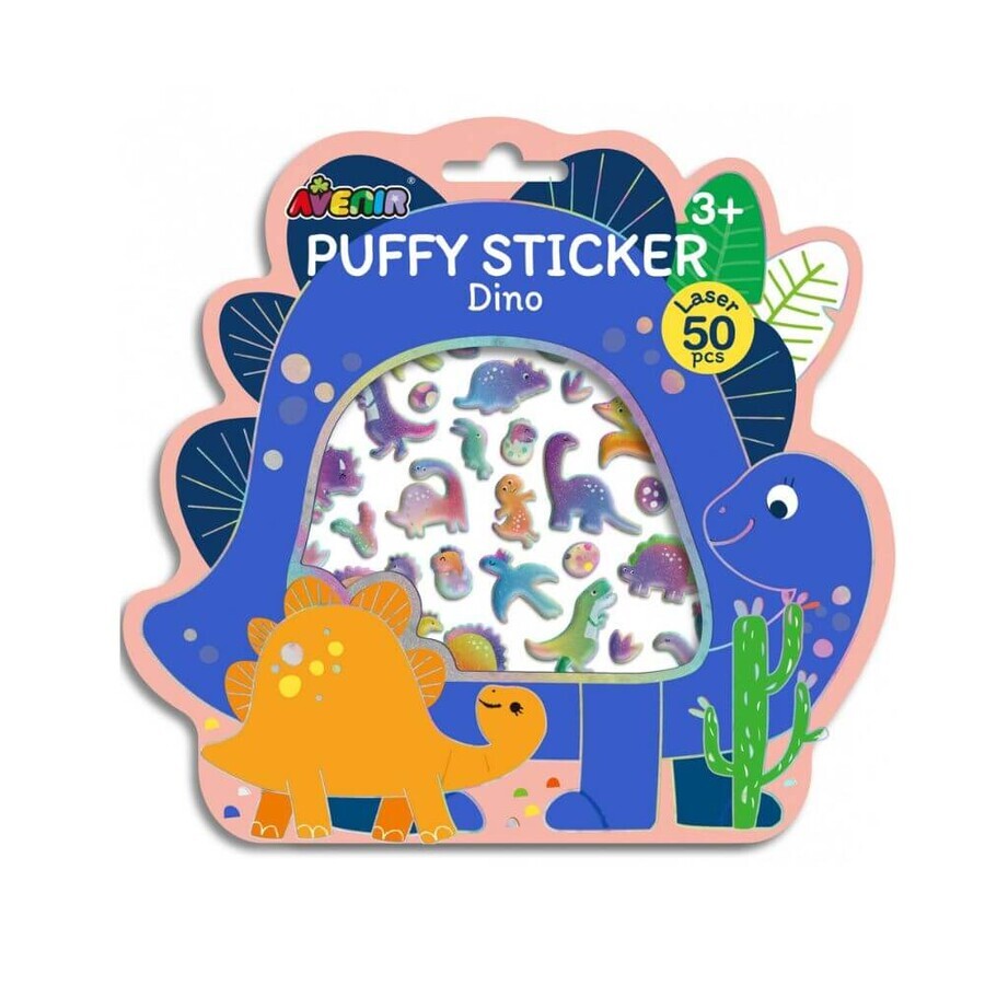 Fluffy stickers 3D Dinosaurs, +3 years, Avenir