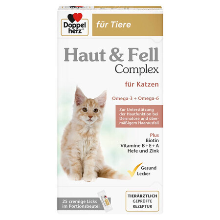 Supplément pour le soutien du pelage chez les chats, 25 sachets, Doppelherz Pets