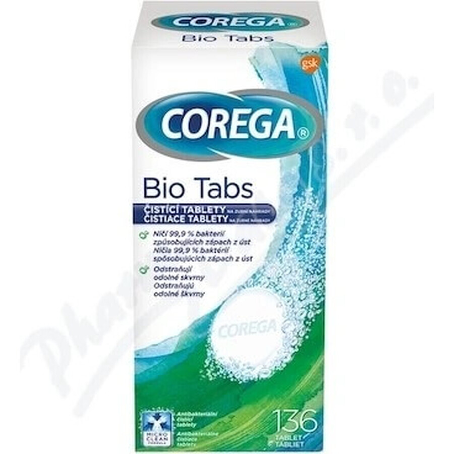 COREGA BIO Tabs 1x136 pcs, tablets for cleaning dentures