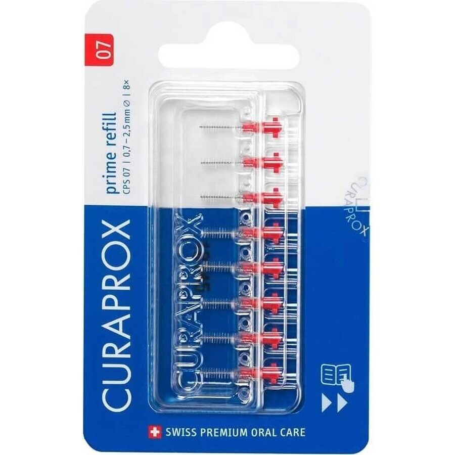 CURAPROX CPS 07 prime refill rosso 1×8 pz, scovolini interdentali senza supporto