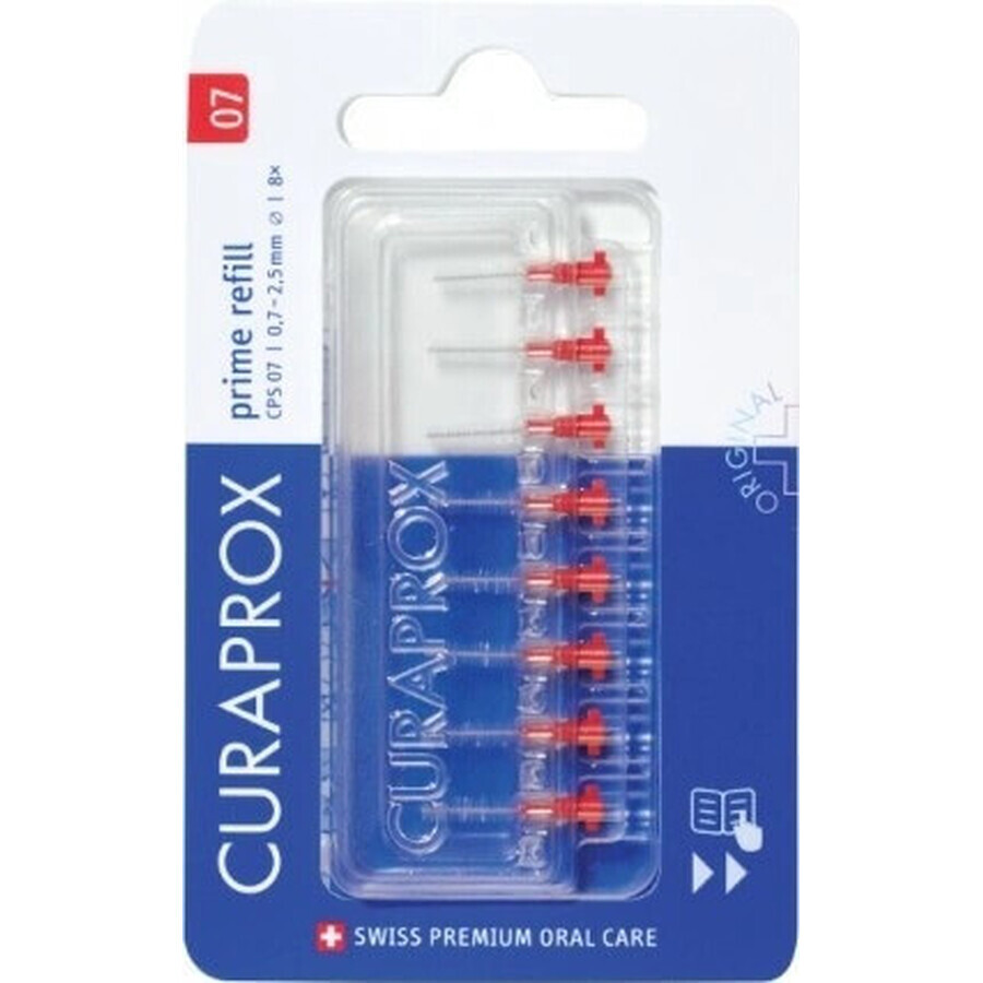 CURAPROX CPS 07 prime refill rosso 1×8 pz, scovolini interdentali senza supporto