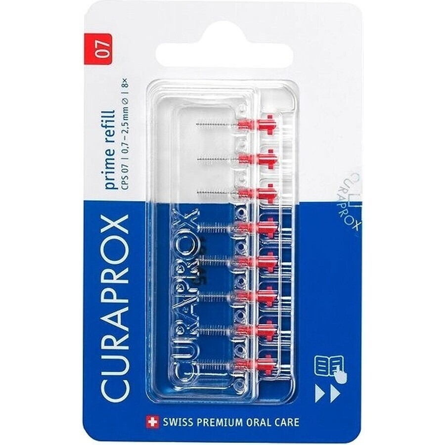 CURAPROX CPS 07 prime refill rosso 1×8 pz, scovolini interdentali senza supporto