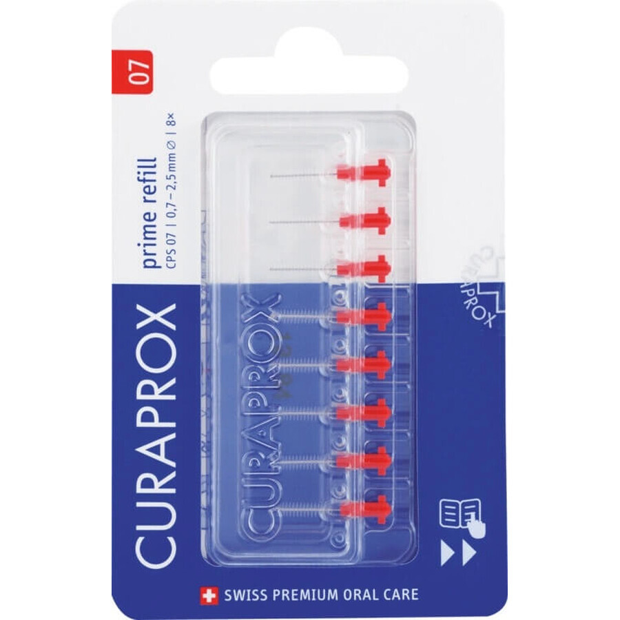 CURAPROX CPS 07 prime refill rosso 1×8 pz, scovolini interdentali senza supporto