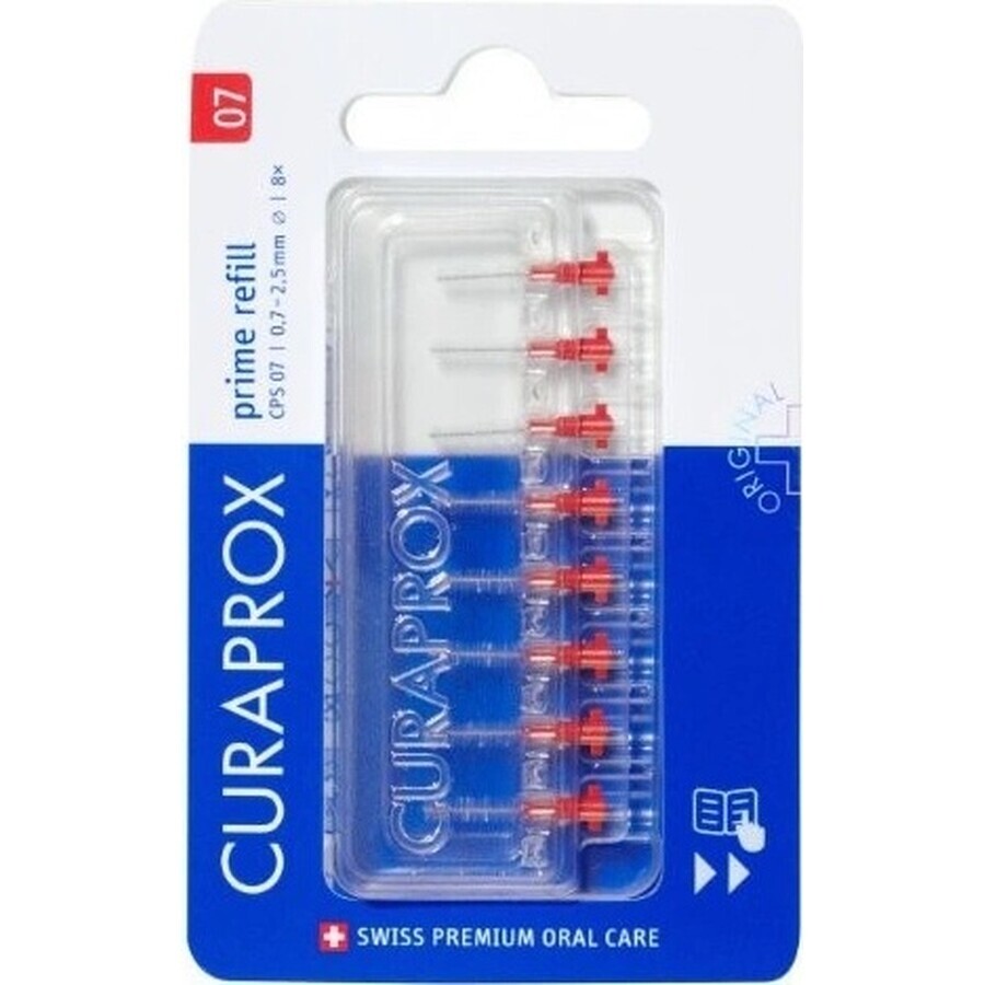 CURAPROX CPS 07 prime refill rosso 1×8 pz, scovolini interdentali senza supporto