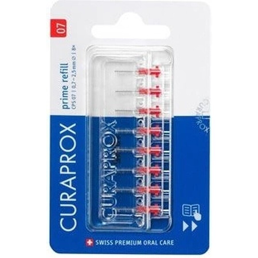 CURAPROX CPS 07 prime refill rosso 1×8 pz, scovolini interdentali senza supporto