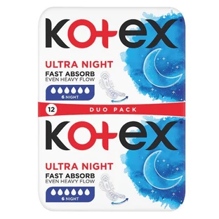 Ultra Night absorbent pad, 12 pieces, Kotex