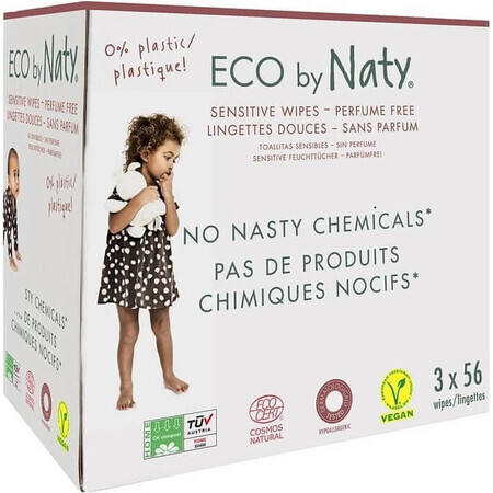 Eco by Naty Lingettes humides sans parfum pour peau sensible 1×168 pcs, lingettes humides