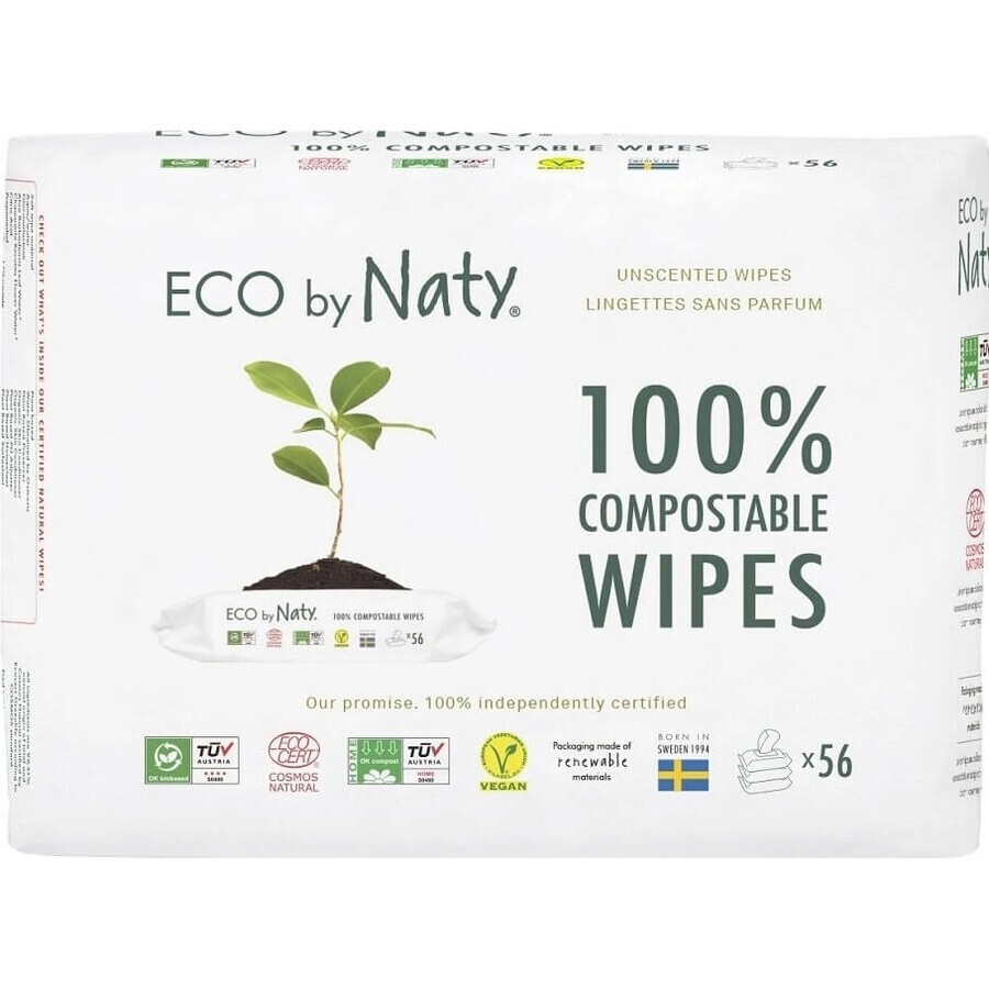 Eco by Naty Lingettes humides sans parfum pour peau sensible 1×168 pcs, lingettes humides