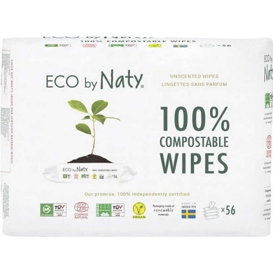 Eco by Naty Lingettes humides sans parfum pour peau sensible 1×168 pcs, lingettes humides