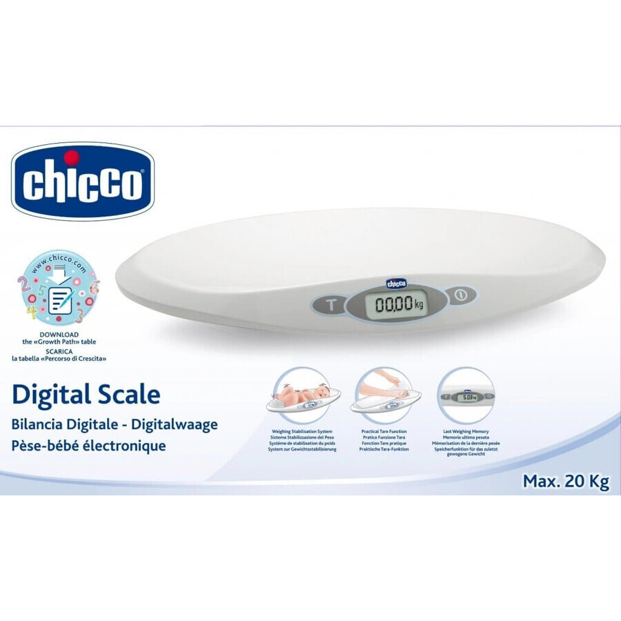 Chicco Baby bilancia digitale 1×1 pz, bilancia ergonomica