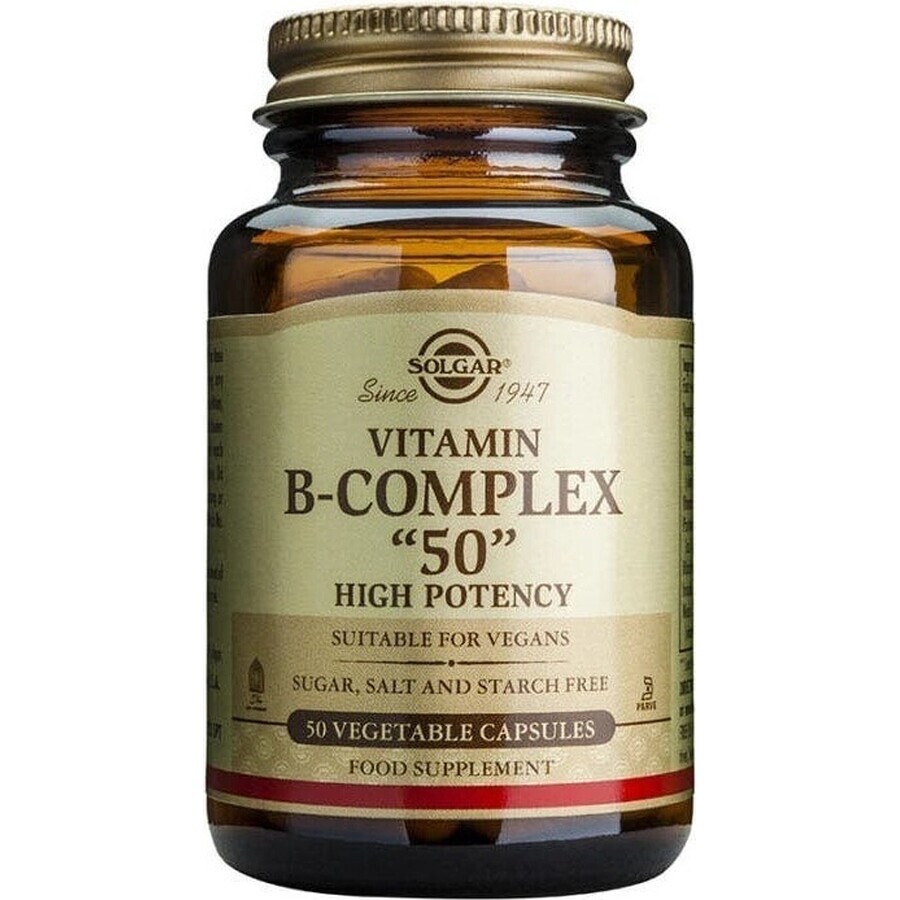 Solgar Vitamin B-complex high potency 50 capsules 1×50 cps, dietary supplement