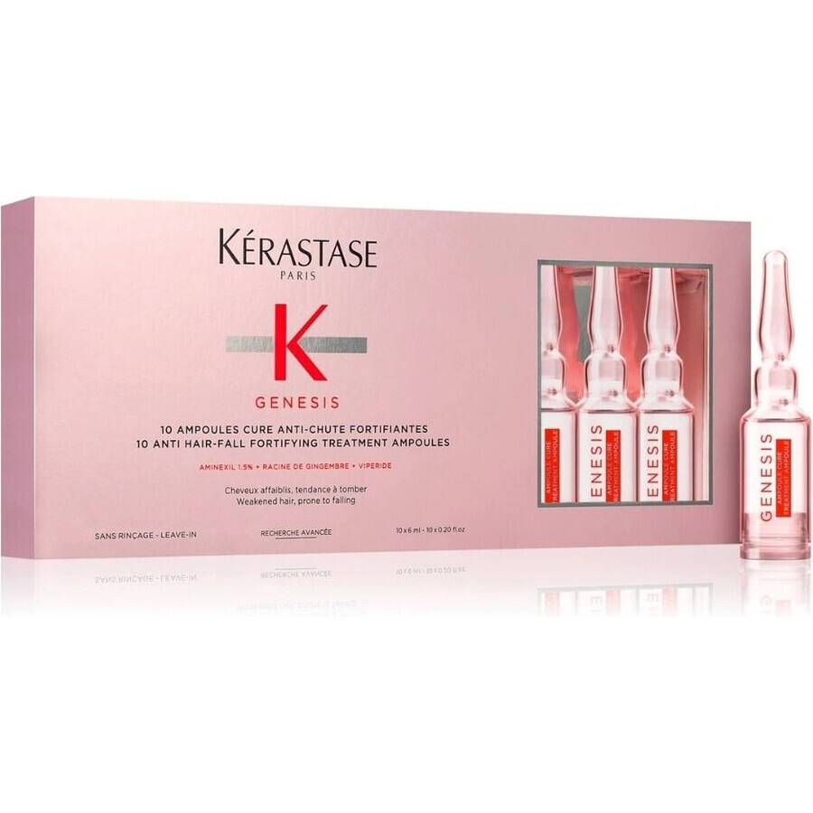 Kérastase Tratamiento intensivo para cabellos débiles con tendencia a la caída Génesis 1×6 ml, tratamiento intensivo para cabellos débiles