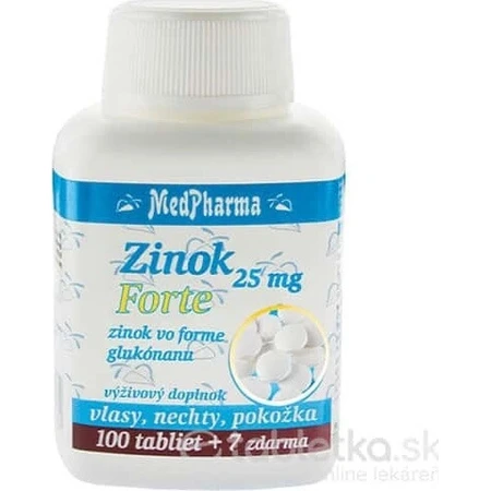 MedPharma ZINOC 25 mg Forte 1×107 tbl, (zinkgluconaat)