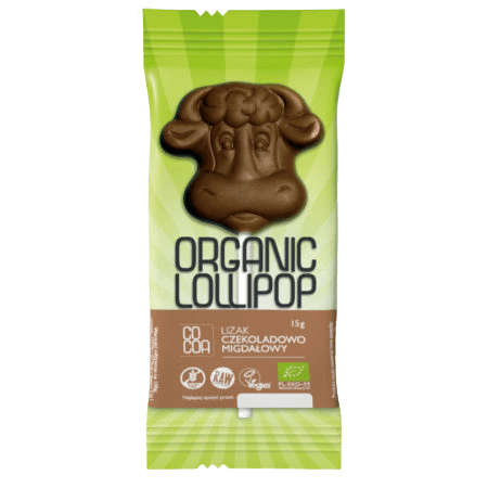 Sucette au chocolat avec amandes eco,15 g Cacao